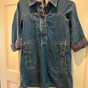 Marc by Marc Jacobs denim dress with cuffed sleeves striped details